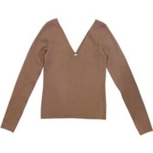 Aritzia Wilfred Double V-Neck Wool Blend Ribbed Sweater Size L